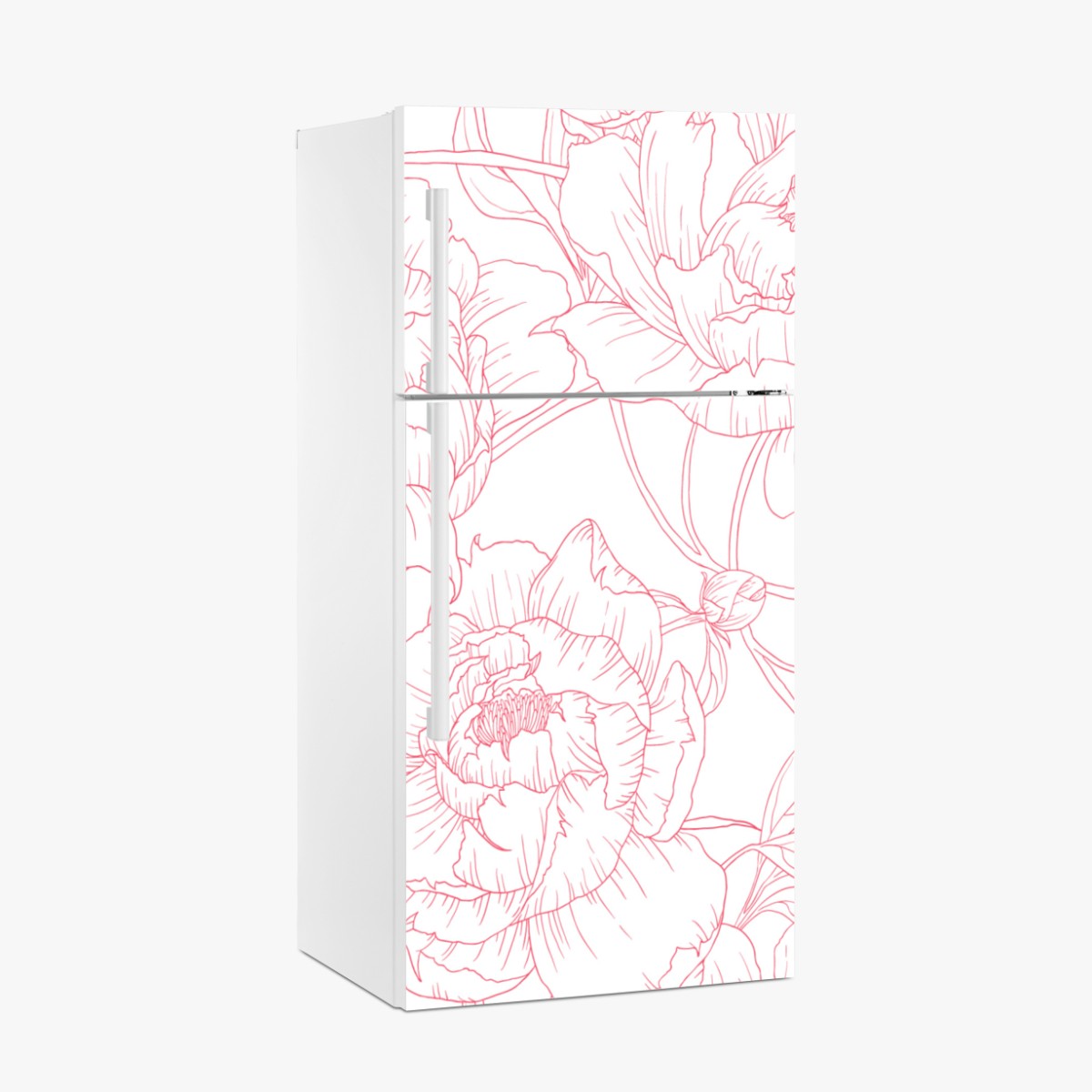 Fridge sticker delicate pink peony line art pattern
