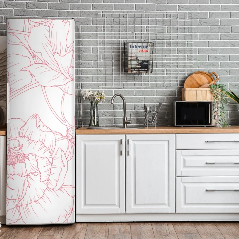 Naklejka na lodówkę wzór tropikalnych liści monstery – Wallissimo®