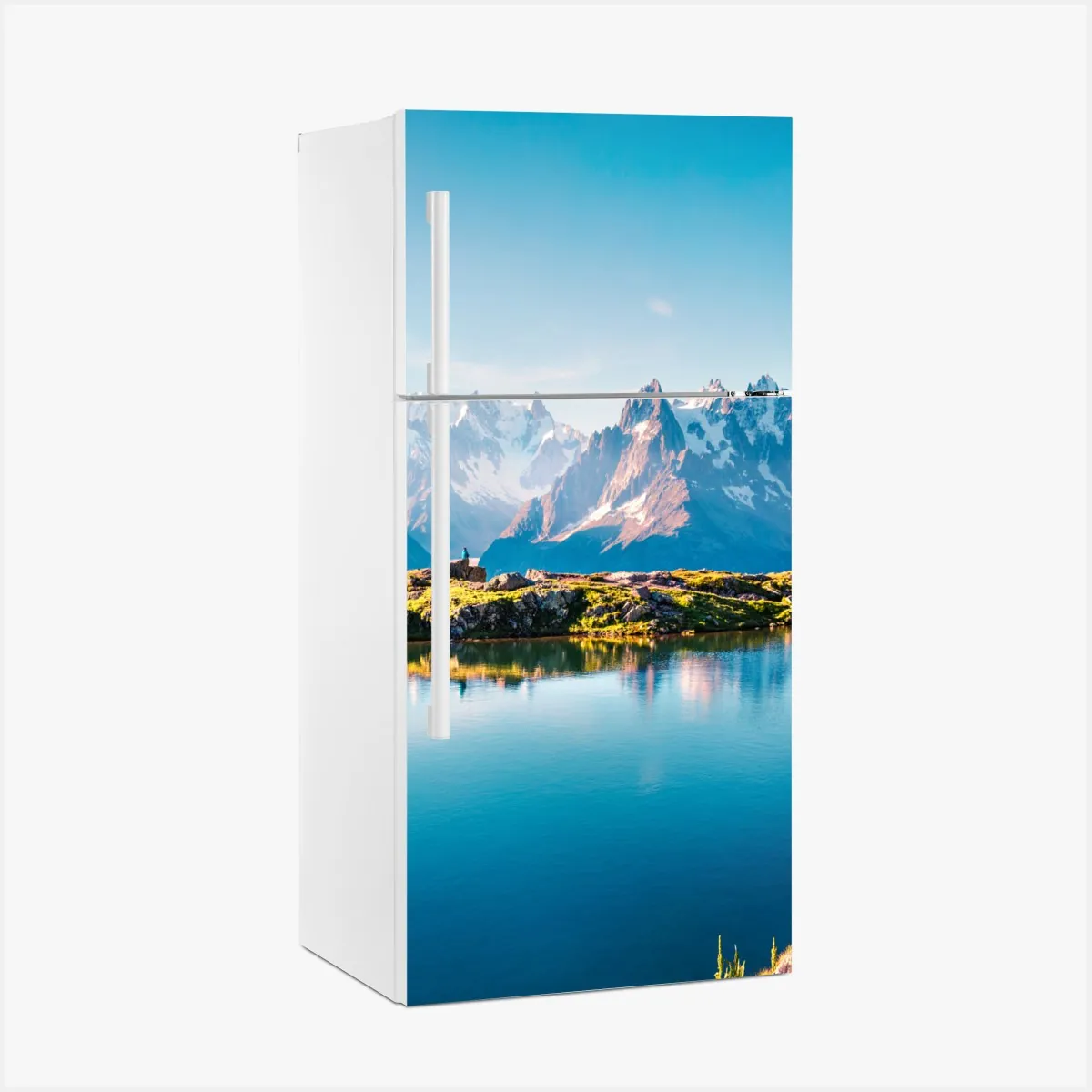 Naklejka na lodówkę Lac Blanc z widokiem na Mont Blanc – Wallissimo® Naklejka na lodówkę Lac Blanc z widokiem na Mont Blanc – Wallissimo®