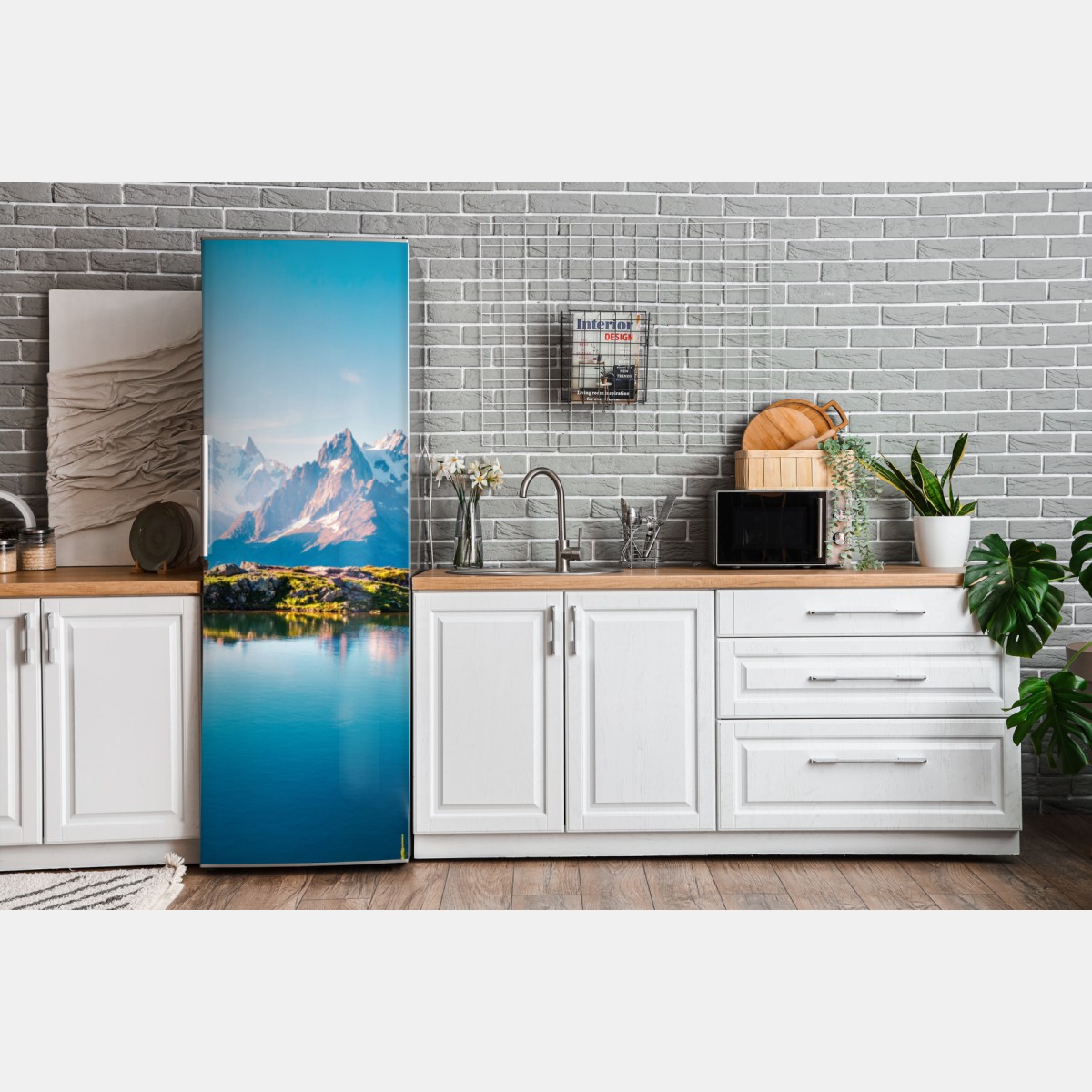 Naklejka na lodówkę Lac Blanc z widokiem na Mont Blanc – Wallissimo® Naklejka na lodówkę Lac Blanc z widokiem na Mont Blanc – Wallissimo®