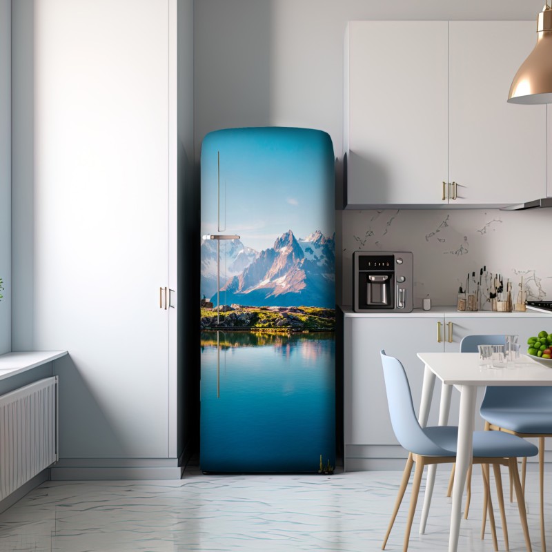 Naklejka na lodówkę Lac Blanc z widokiem na Mont Blanc – Wallissimo® Naklejka na lodówkę Lac Blanc z widokiem na Mont Blanc – Wallissimo®