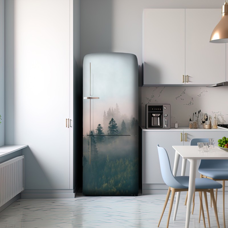 Naklejka na lodówkę mglisty poranek w lesie – Wallissimo® Naklejka na lodówkę mglisty poranek w lesie – Wallissimo®