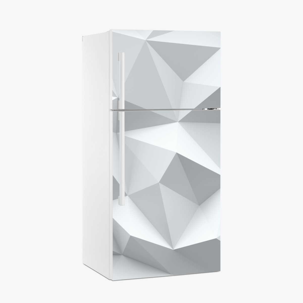 Fridge sticker white three-dimensional low-poly geometric pattern