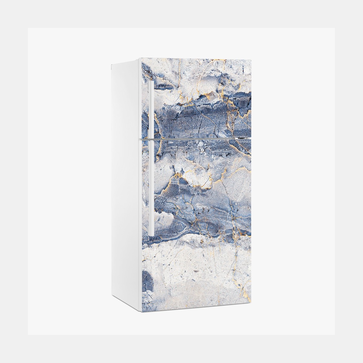 Fridge sticker blue marble texture with gold veins