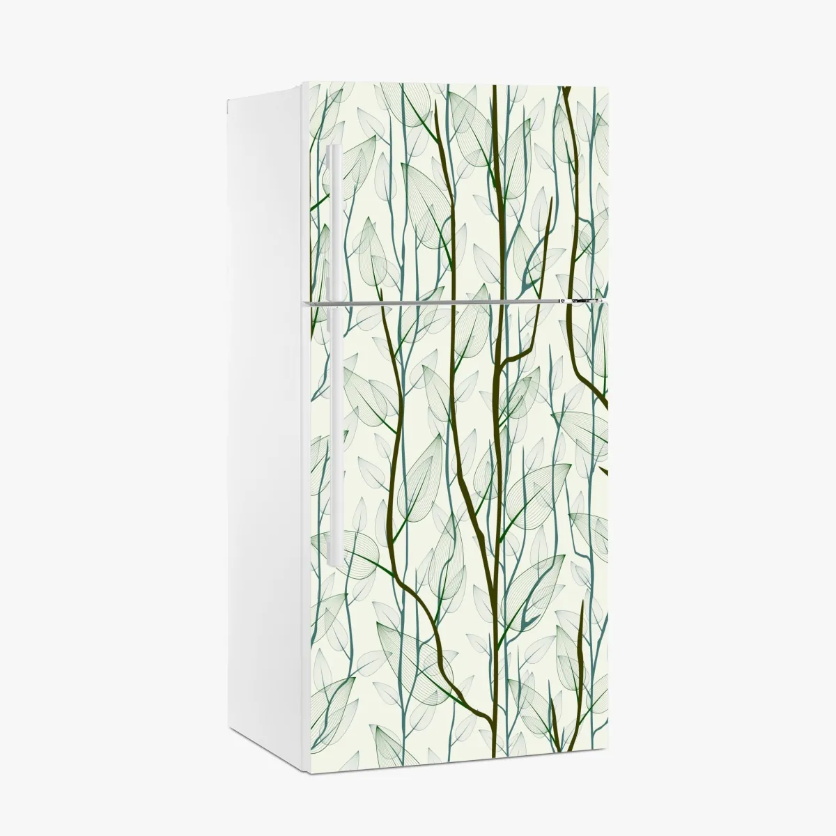 Naklejka na lodówkę delikatny wzór liści i gałęzi – Wallissimo® Naklejka na lodówkę delikatny wzór liści i gałęzi – Wallissimo®