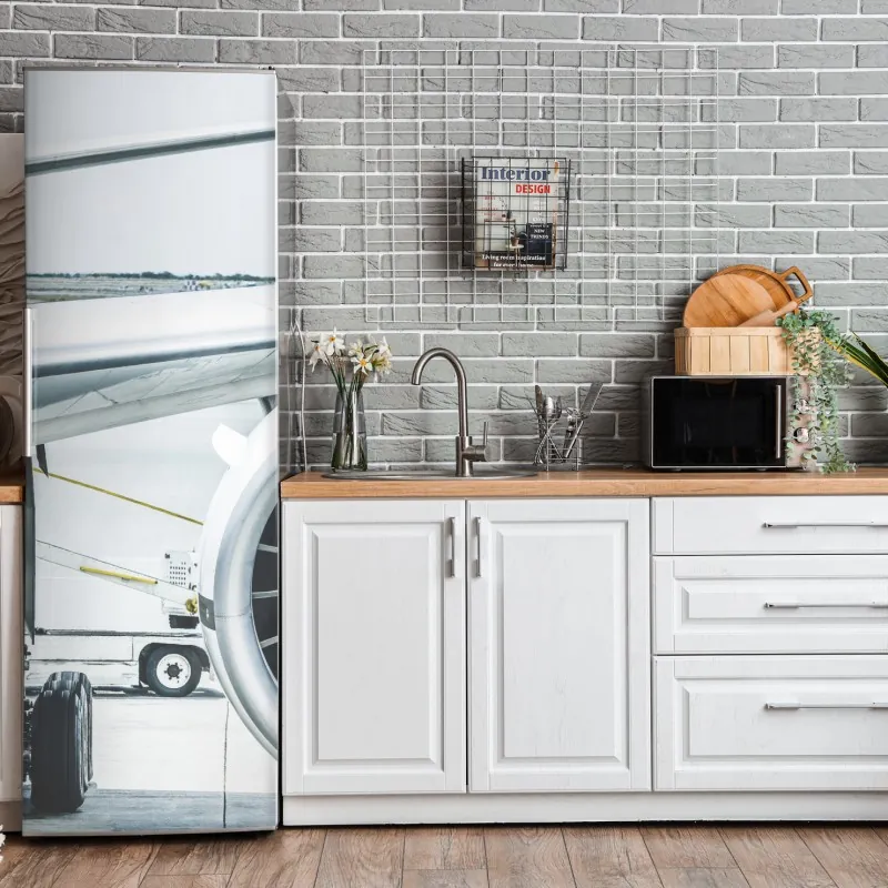 Naklejka na lodówkę złote liście w stylu line art – Wallissimo®