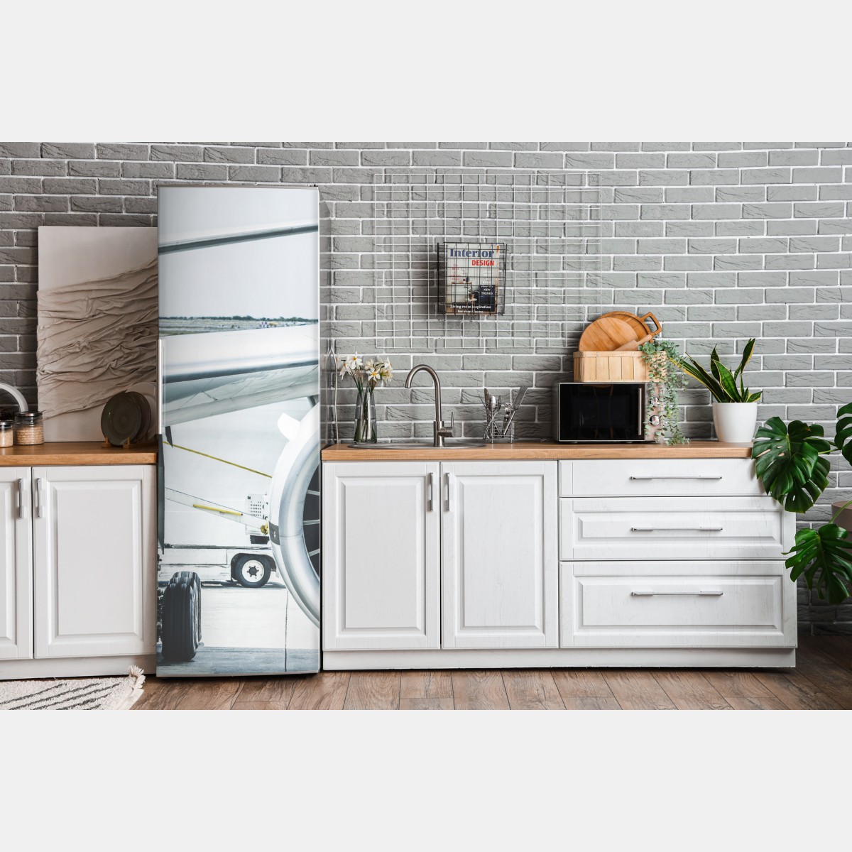 Naklejka na lodówkę zbliżenie silnika odrzutowego na terminalu – Wallissimo® Naklejka na lodówkę zbliżenie silnika odrzutowego na terminalu – Wallissimo®