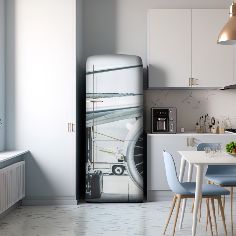 Naklejka na lodówkę zbliżenie silnika odrzutowego na terminalu – Wallissimo® Naklejka na lodówkę zbliżenie silnika odrzutowego na terminalu – Wallissimo®