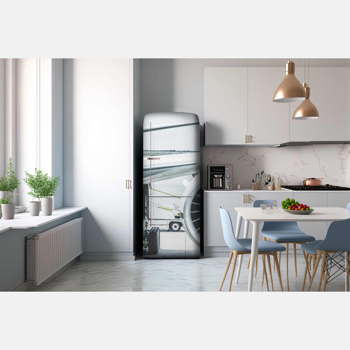 Naklejka na lodówkę zbliżenie silnika odrzutowego na terminalu – Wallissimo® Naklejka na lodówkę zbliżenie silnika odrzutowego na terminalu – Wallissimo®