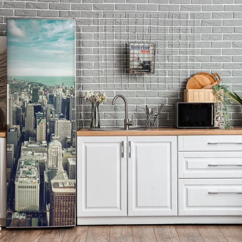 Naklejka na lodówkę ornamentalny złoty wzór chmur – Wallissimo®