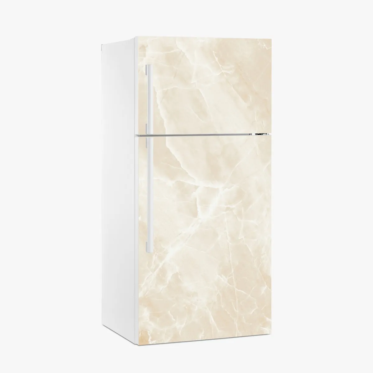 Naklejka na lodówkę beżowa tekstura marmuru z białymi żyłami – Wallissimo® Naklejka na lodówkę beżowa tekstura marmuru z białymi żyłami – Wallissimo®