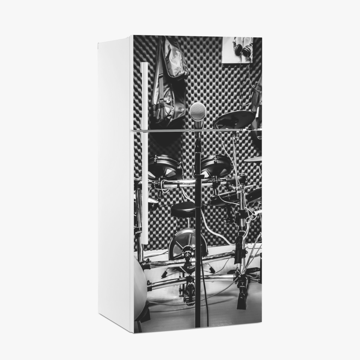 Fridge sticker monochrome music studio corner