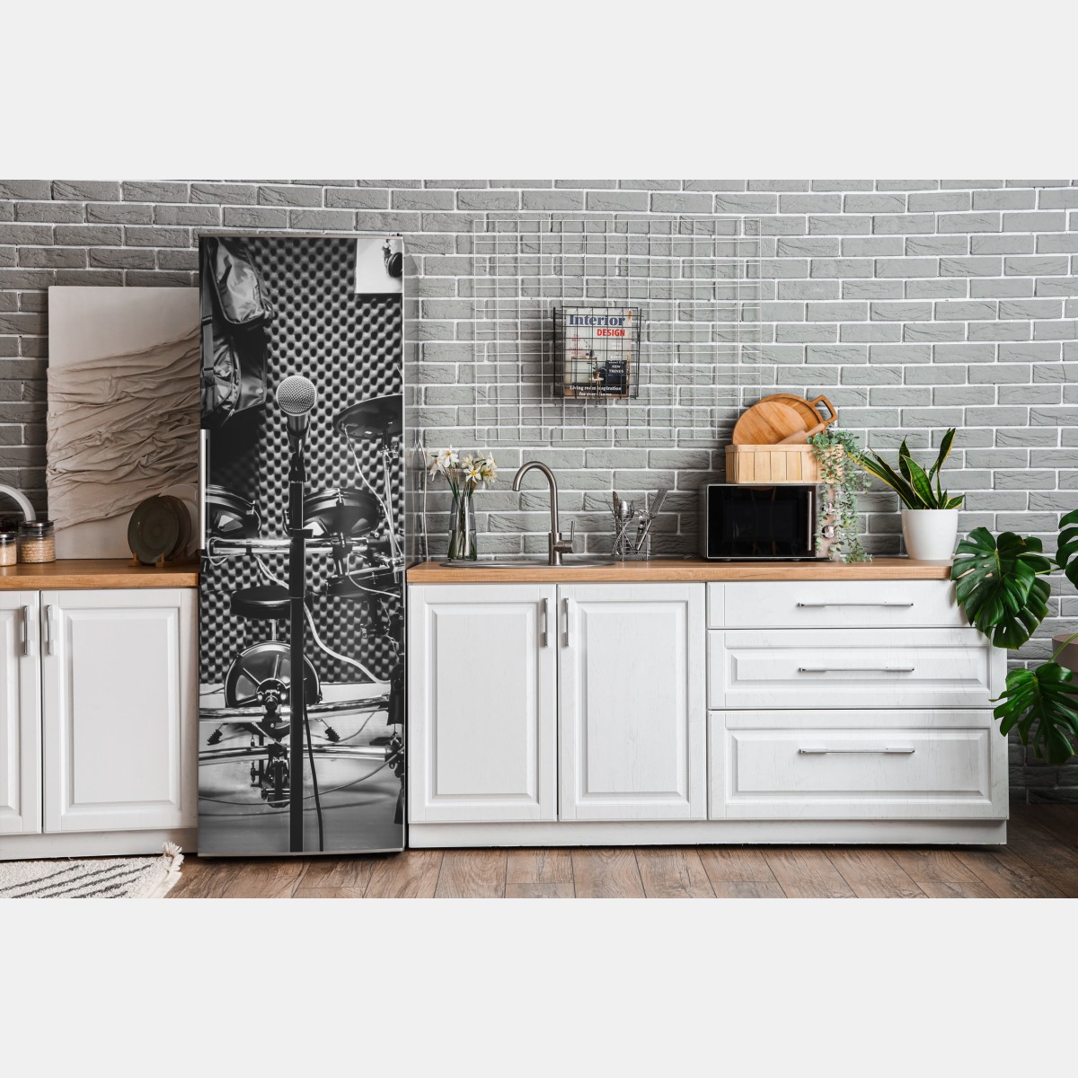 Naklejka na lodówkę monochromatyczne studio muzyczne – Wallissimo® Naklejka na lodówkę monochromatyczne studio muzyczne – Wallissimo®