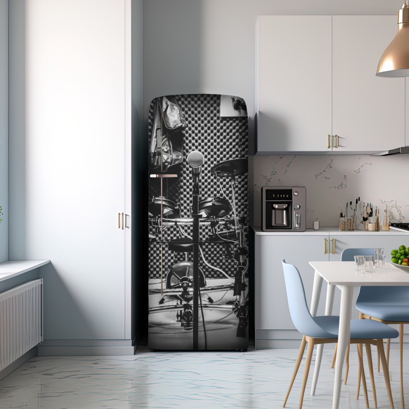 Naklejka na lodówkę monochromatyczne studio muzyczne – Wallissimo® Naklejka na lodówkę monochromatyczne studio muzyczne – Wallissimo®