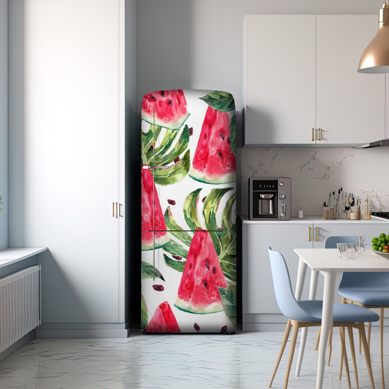 Naklejka na lodówkę akwarelowy wzór z arbuzami – Wallissimo® Naklejka na lodówkę akwarelowy wzór z arbuzami – Wallissimo®