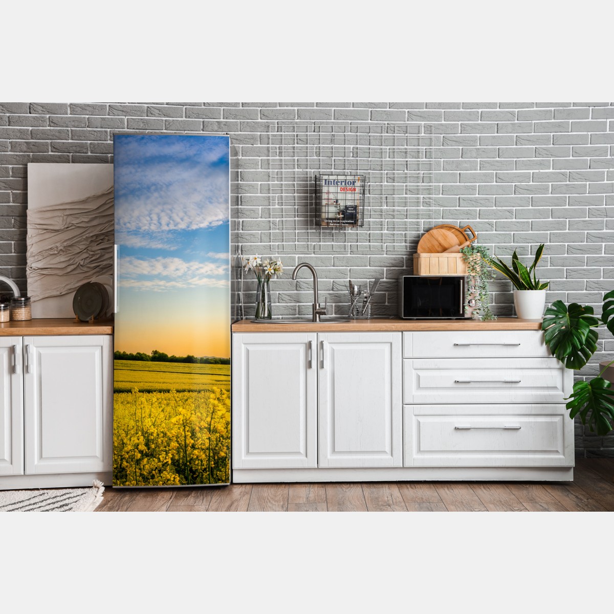 Naklejka na lodówkę słoneczne pole rzepaku o zachodzie słońca – Wallissimo® Naklejka na lodówkę słoneczne pole rzepaku o zachodzie słońca – Wallissimo®