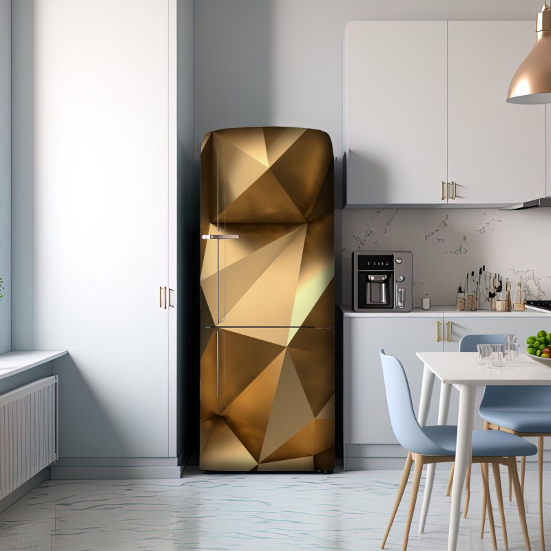 Naklejka na lodówkę złote geometryczne fasety – Wallissimo® Naklejka na lodówkę złote geometryczne fasety – Wallissimo®