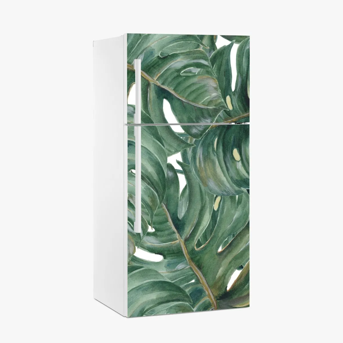 Naklejka na lodówkę malowane akwarelą liście monstery – Wallissimo® Naklejka na lodówkę malowane akwarelą liście monstery – Wallissimo®