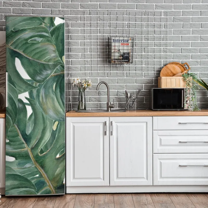 Naklejka na lodówkę luksusowy złoty wzór kwiatowy na granacie – Wallissimo®