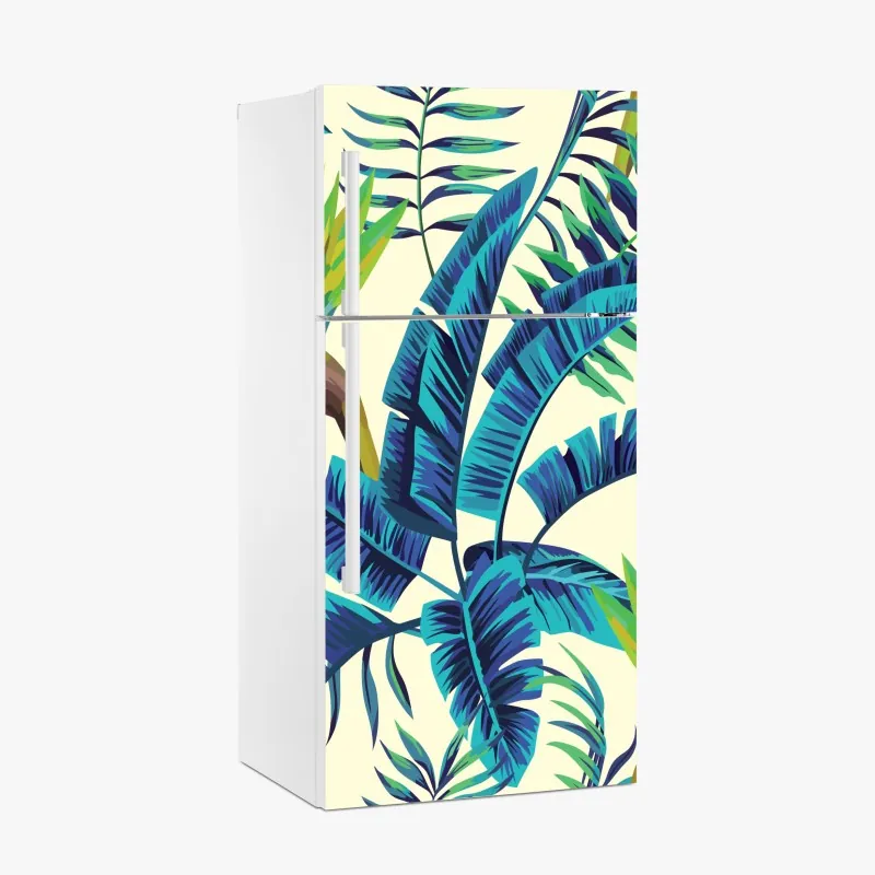 Naklejka na lodówkę złote liście w stylu line art – Wallissimo®