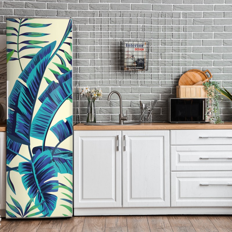 Naklejka na lodówkę złote liście w stylu line art – Wallissimo®