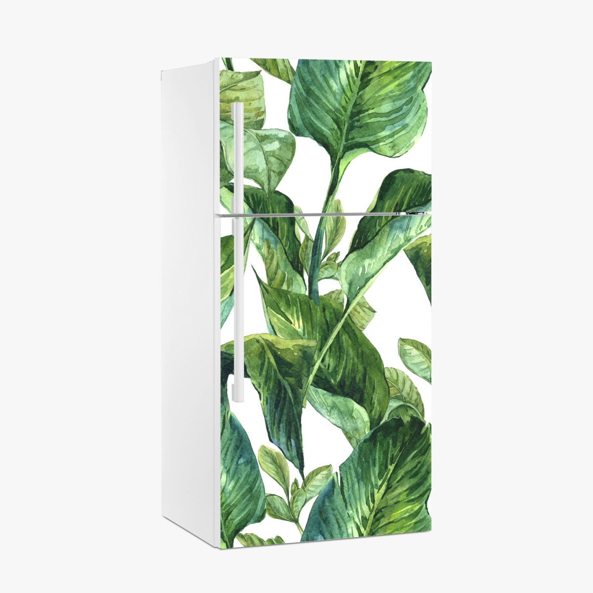 Fridge sticker lush watercolor tropical leaves pattern