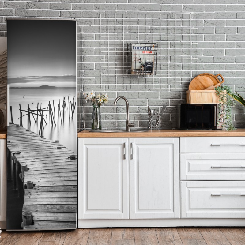 Naklejka na lodówkę turkusowy wzór łusek z złotymi detalami – Wallissimo®