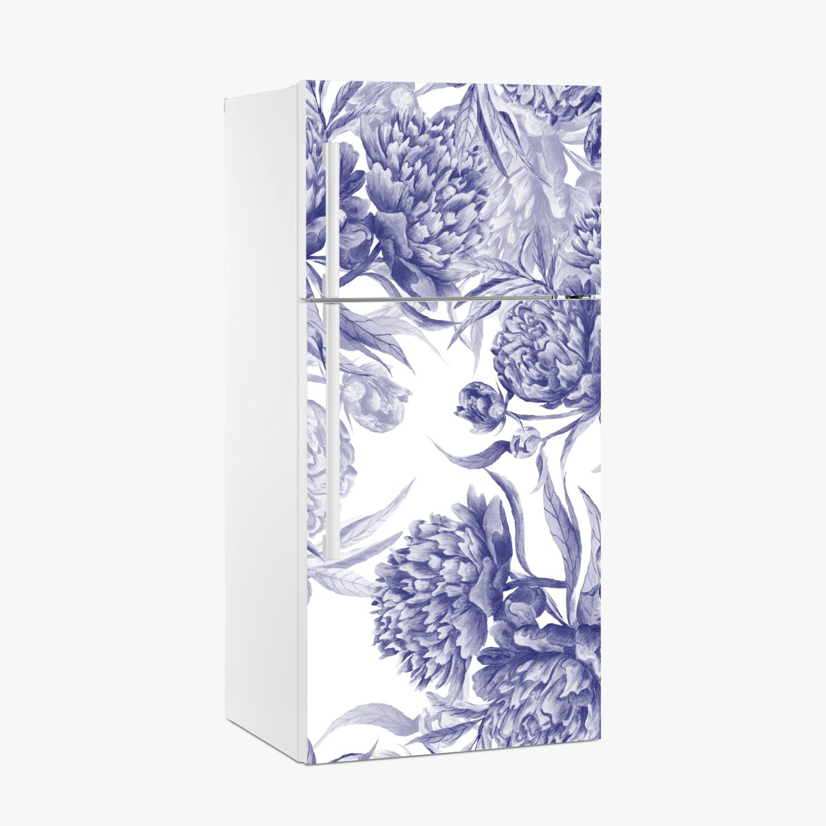 Fridge sticker blue peony floral pattern