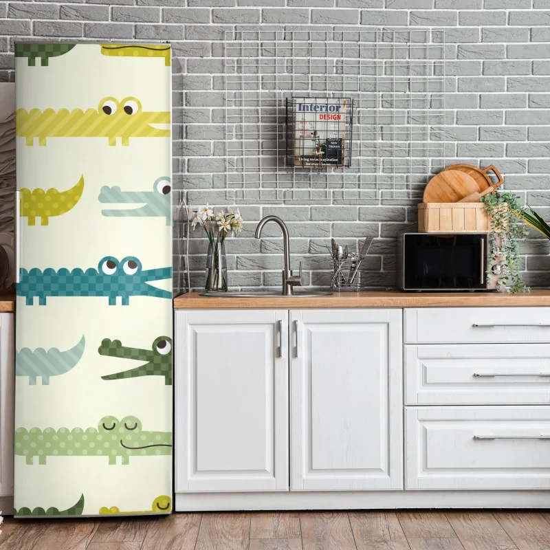 Naklejka na lodówkę wesoły wzór krokodyli do pokoju dziecięcego – Wallissimo® Naklejka na lodówkę wesoły wzór krokodyli do pokoju dziecięcego – Wallissimo®
