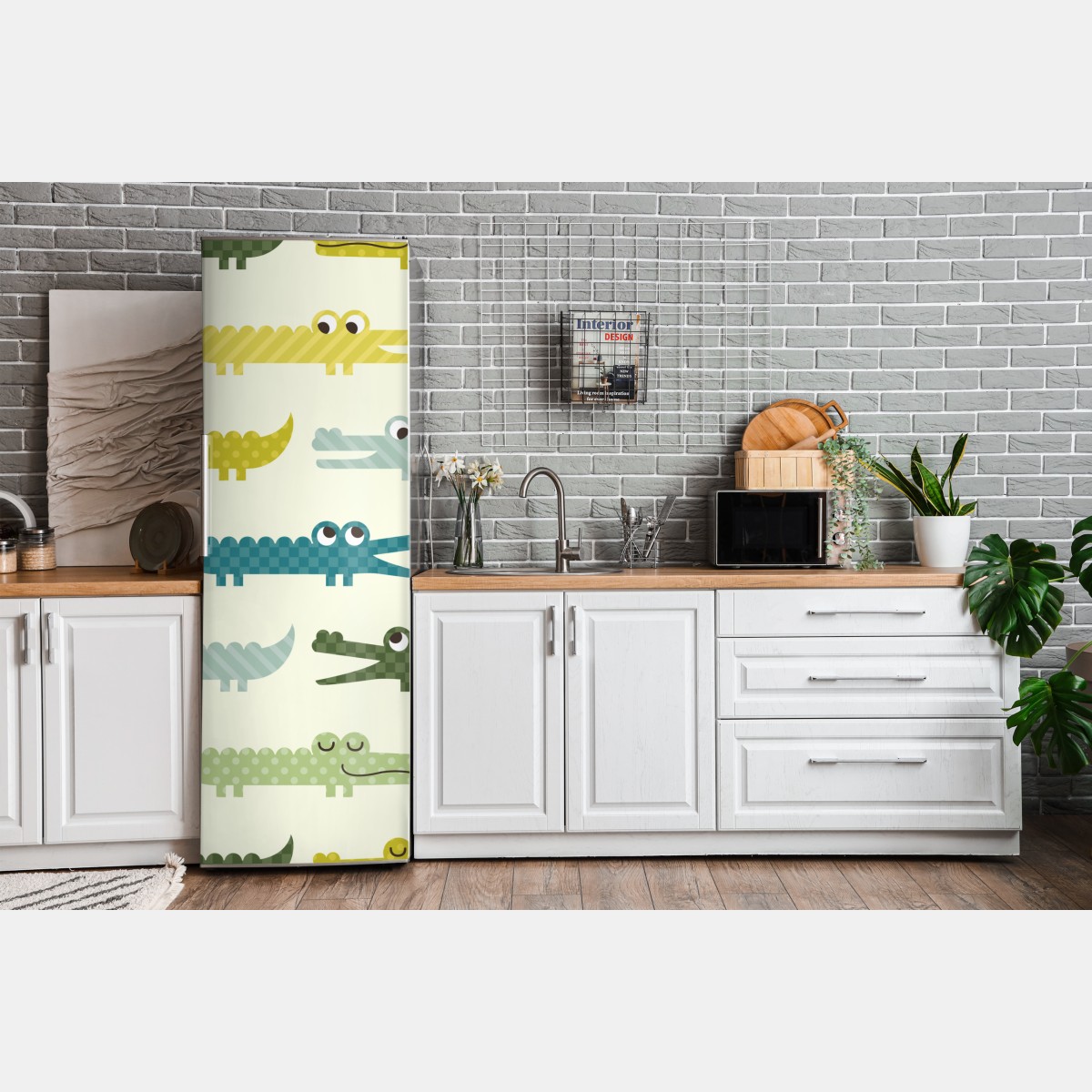 Naklejka na lodówkę wesoły wzór krokodyli do pokoju dziecięcego – Wallissimo® Naklejka na lodówkę wesoły wzór krokodyli do pokoju dziecięcego – Wallissimo®