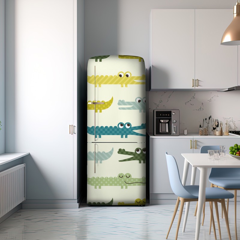 Naklejka na lodówkę wesoły wzór krokodyli do pokoju dziecięcego – Wallissimo® Naklejka na lodówkę wesoły wzór krokodyli do pokoju dziecięcego – Wallissimo®