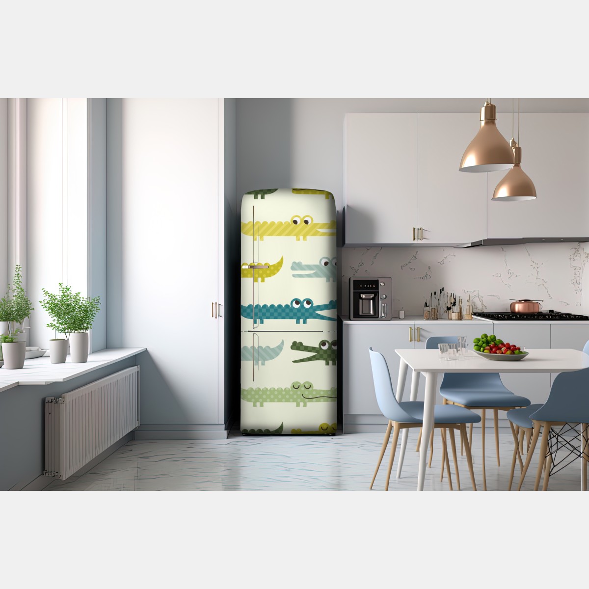 Naklejka na lodówkę wesoły wzór krokodyli do pokoju dziecięcego – Wallissimo® Naklejka na lodówkę wesoły wzór krokodyli do pokoju dziecięcego – Wallissimo®