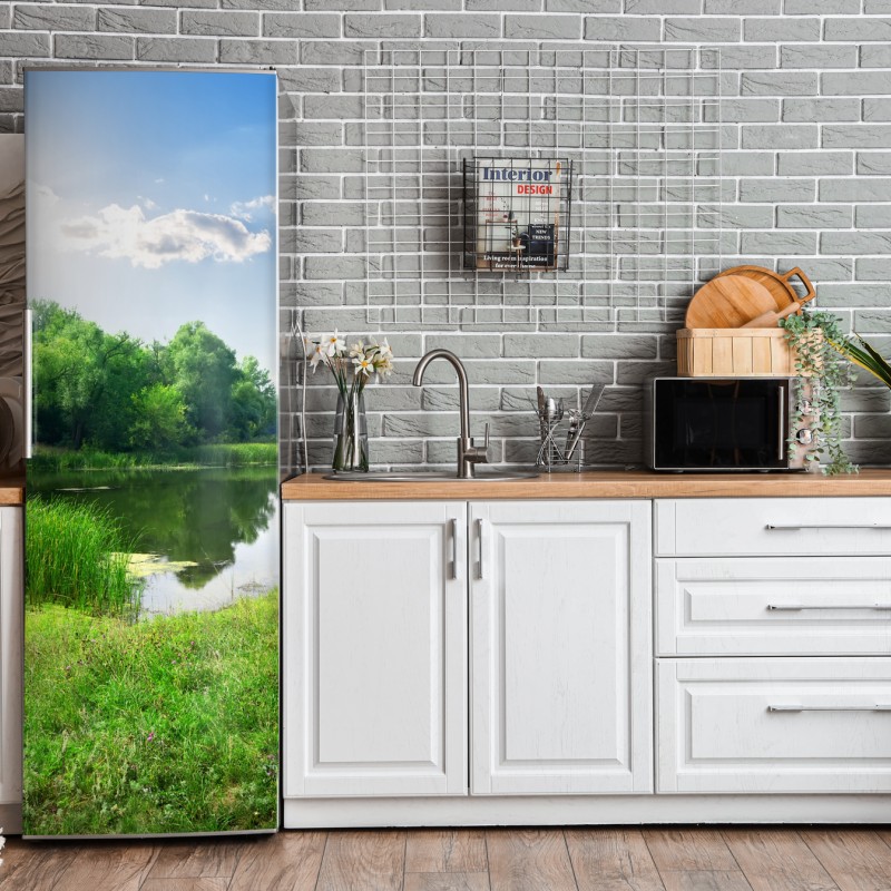 Naklejka na lodówkę różowe akwarelowe kwiaty na czarnym tle – Wallissimo®