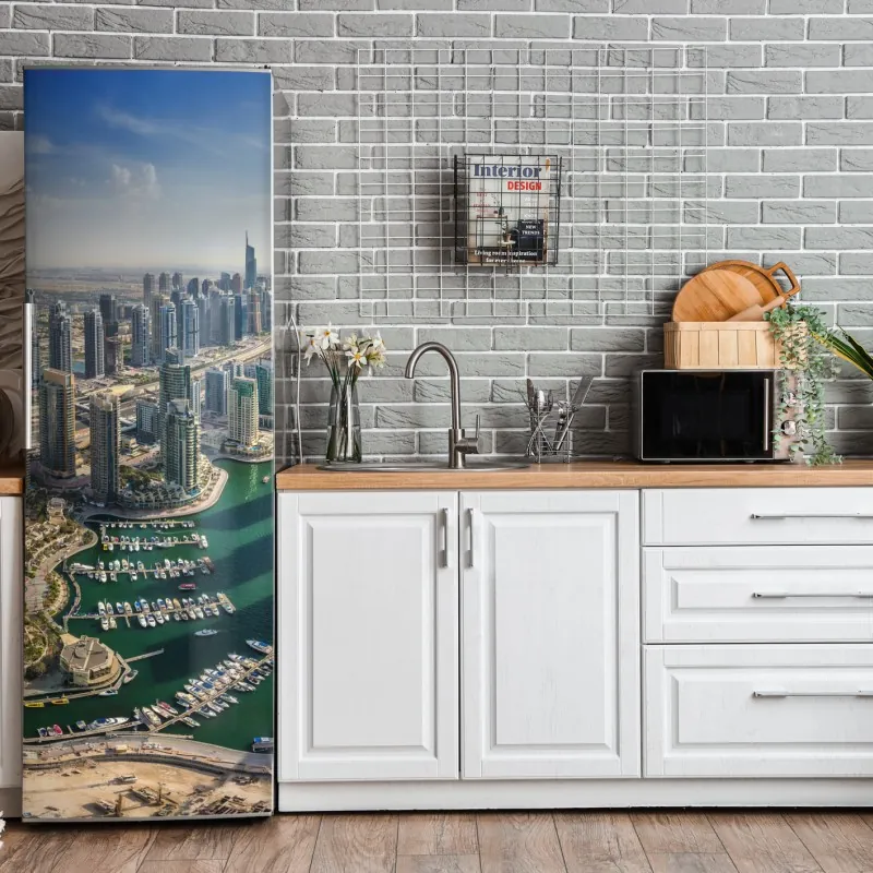 Naklejka na lodówkę zabawny tropikalny wzór geometryczny – Wallissimo®