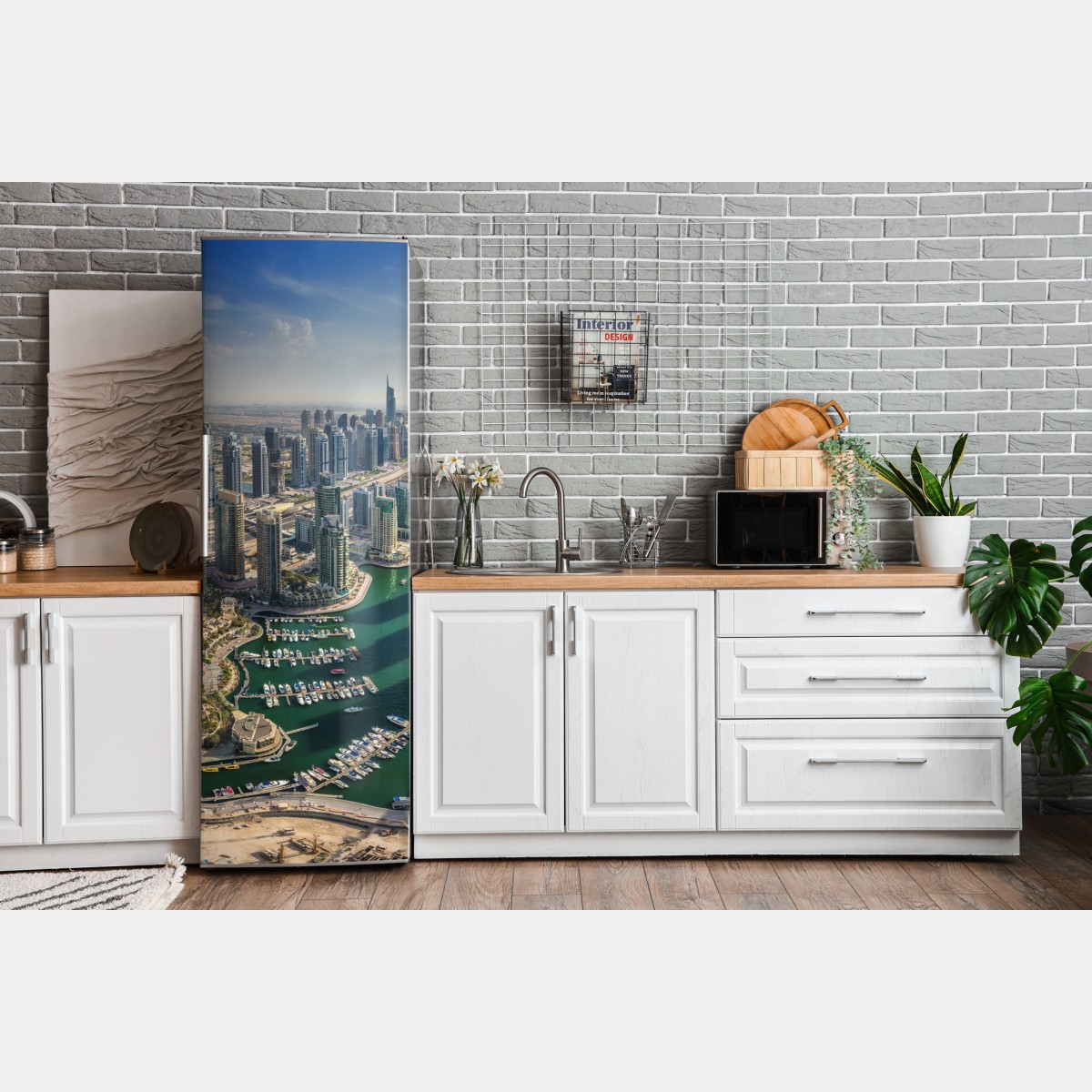 Naklejka na lodówkę Dubaj Marina panorama miasta – Wallissimo® Naklejka na lodówkę Dubaj Marina panorama miasta – Wallissimo®