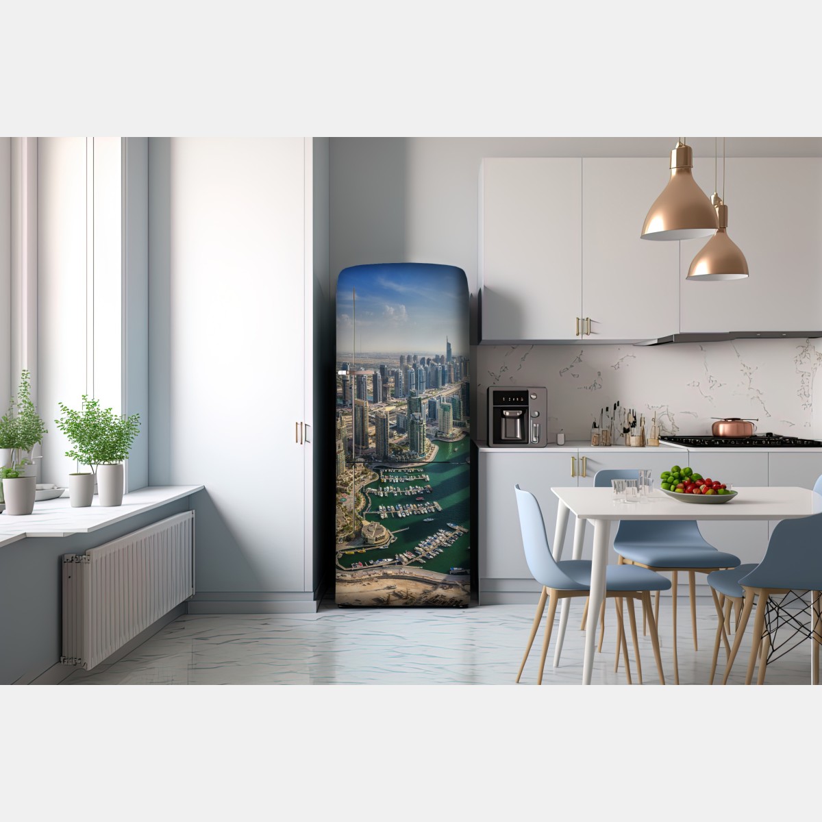 Naklejka na lodówkę Dubaj Marina panorama miasta – Wallissimo® Naklejka na lodówkę Dubaj Marina panorama miasta – Wallissimo®