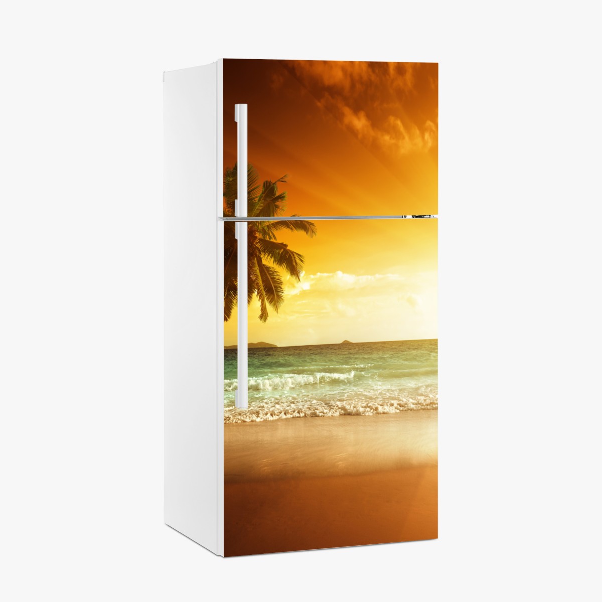 Fridge sticker tropical sunset over Caribbean beach