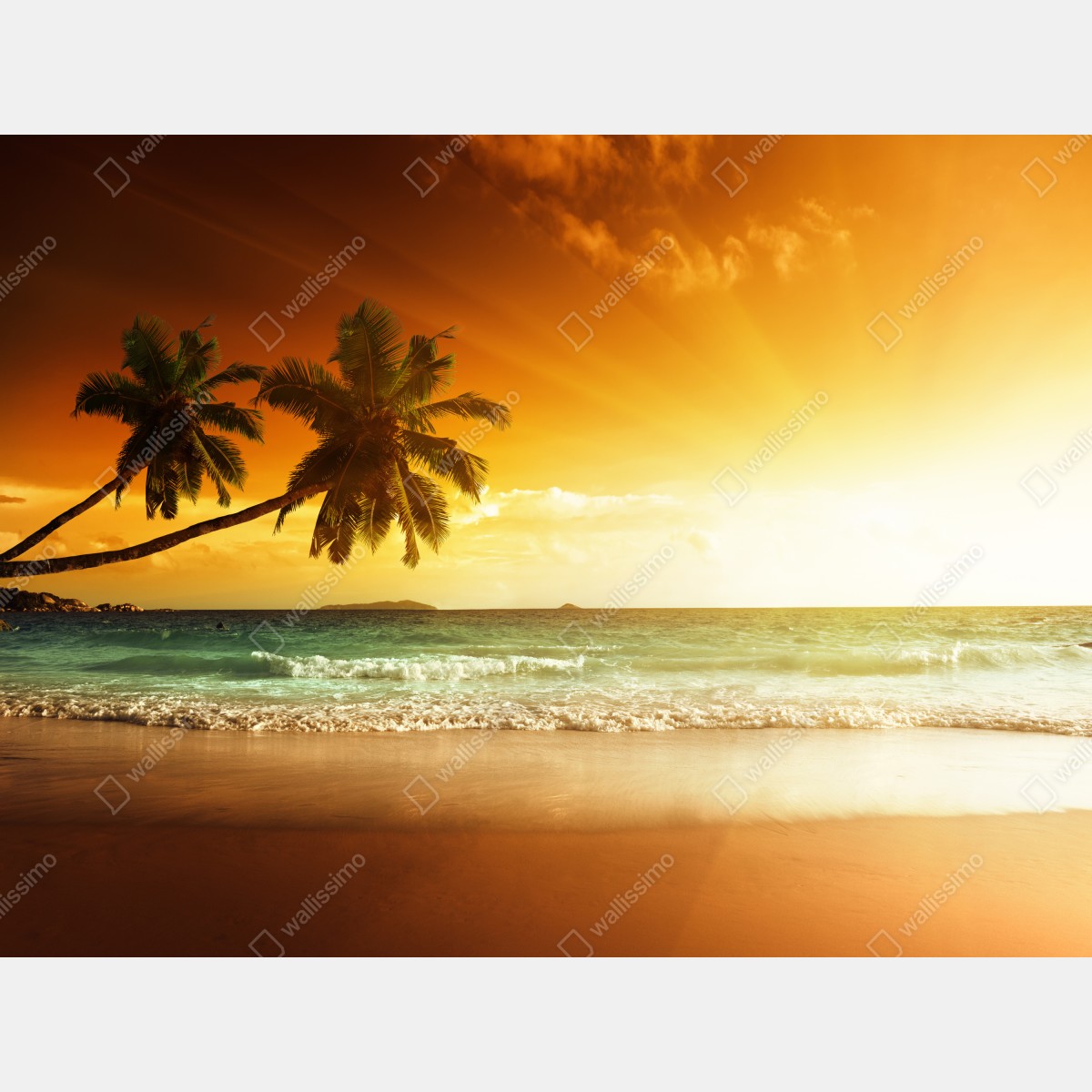 Naklejka na lodówkę tropikalny zachód słońca nad plażą na Karaibach – Wallissimo® Naklejka na lodówkę tropikalny zachód słońca nad plażą na Karaibach – Wallissimo®