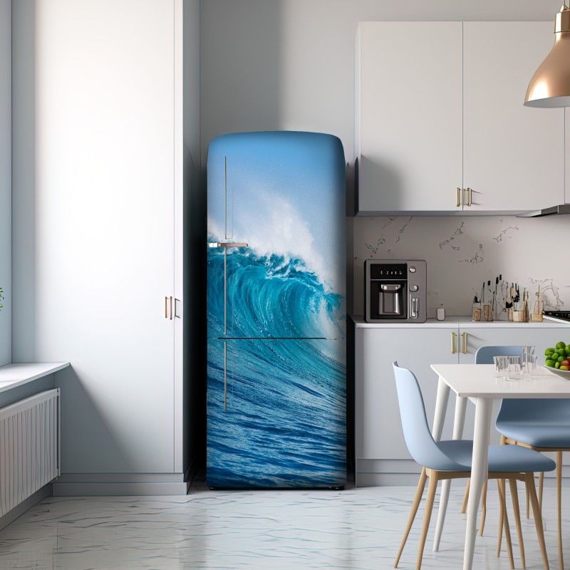 Naklejka na lodówkę majestatyczna turkusowa fala oceaniczna – Wallissimo® Naklejka na lodówkę majestatyczna turkusowa fala oceaniczna – Wallissimo®