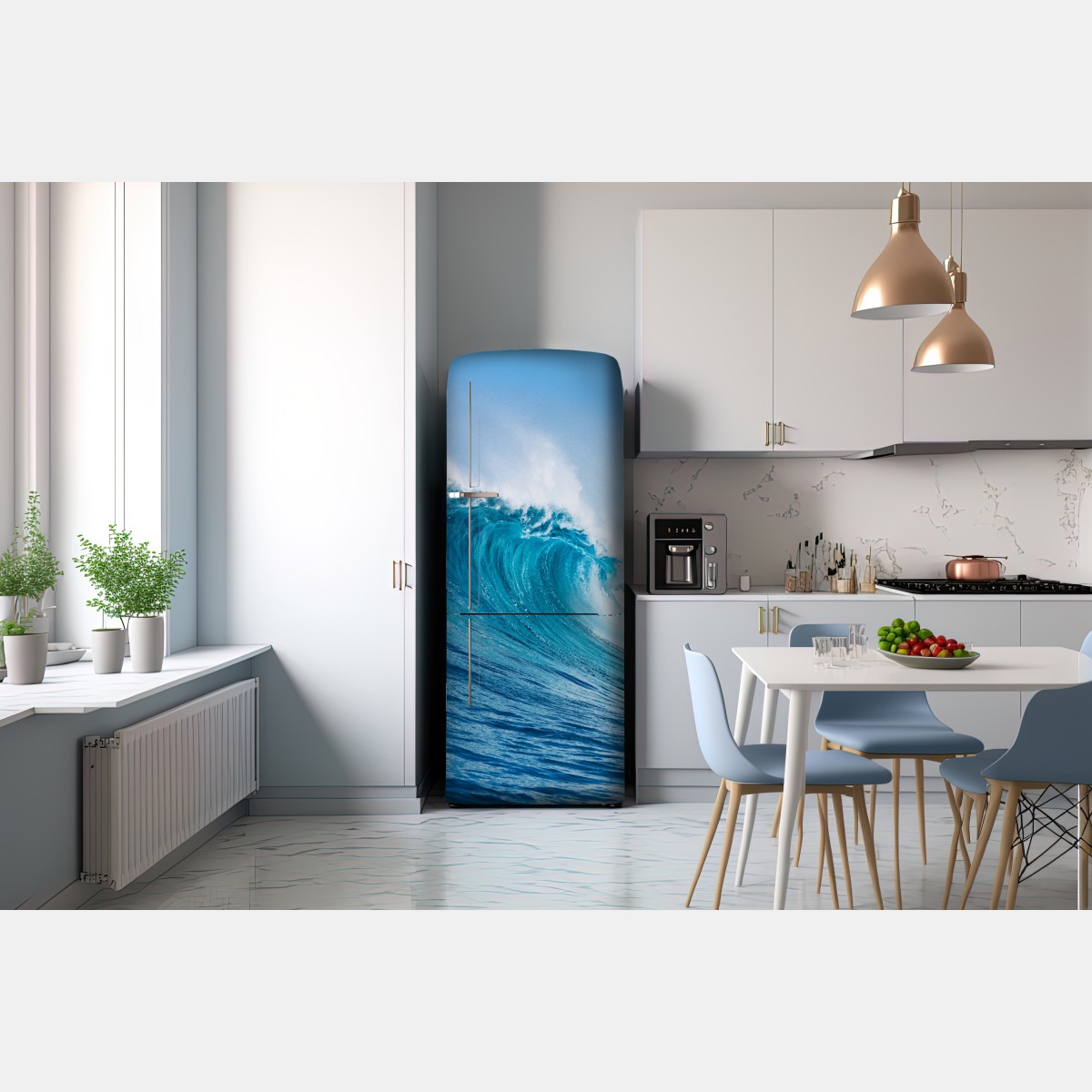 Naklejka na lodówkę majestatyczna turkusowa fala oceaniczna – Wallissimo® Naklejka na lodówkę majestatyczna turkusowa fala oceaniczna – Wallissimo®