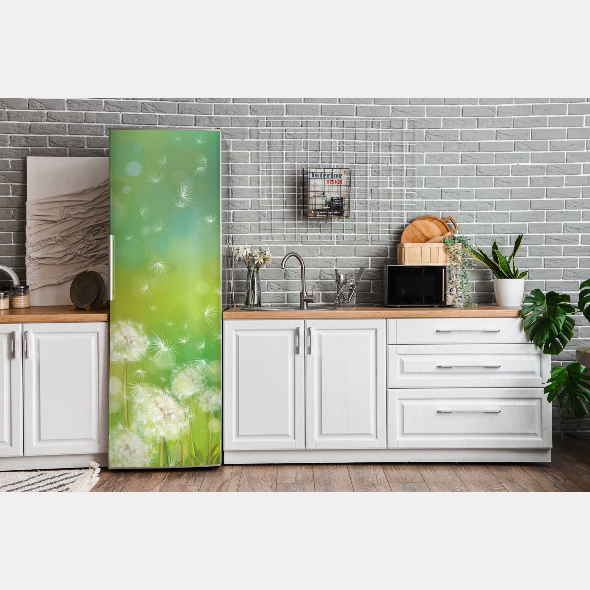 Naklejka na lodówkę wiosenna łąka dmuchawców – Wallissimo® Naklejka na lodówkę wiosenna łąka dmuchawców – Wallissimo®