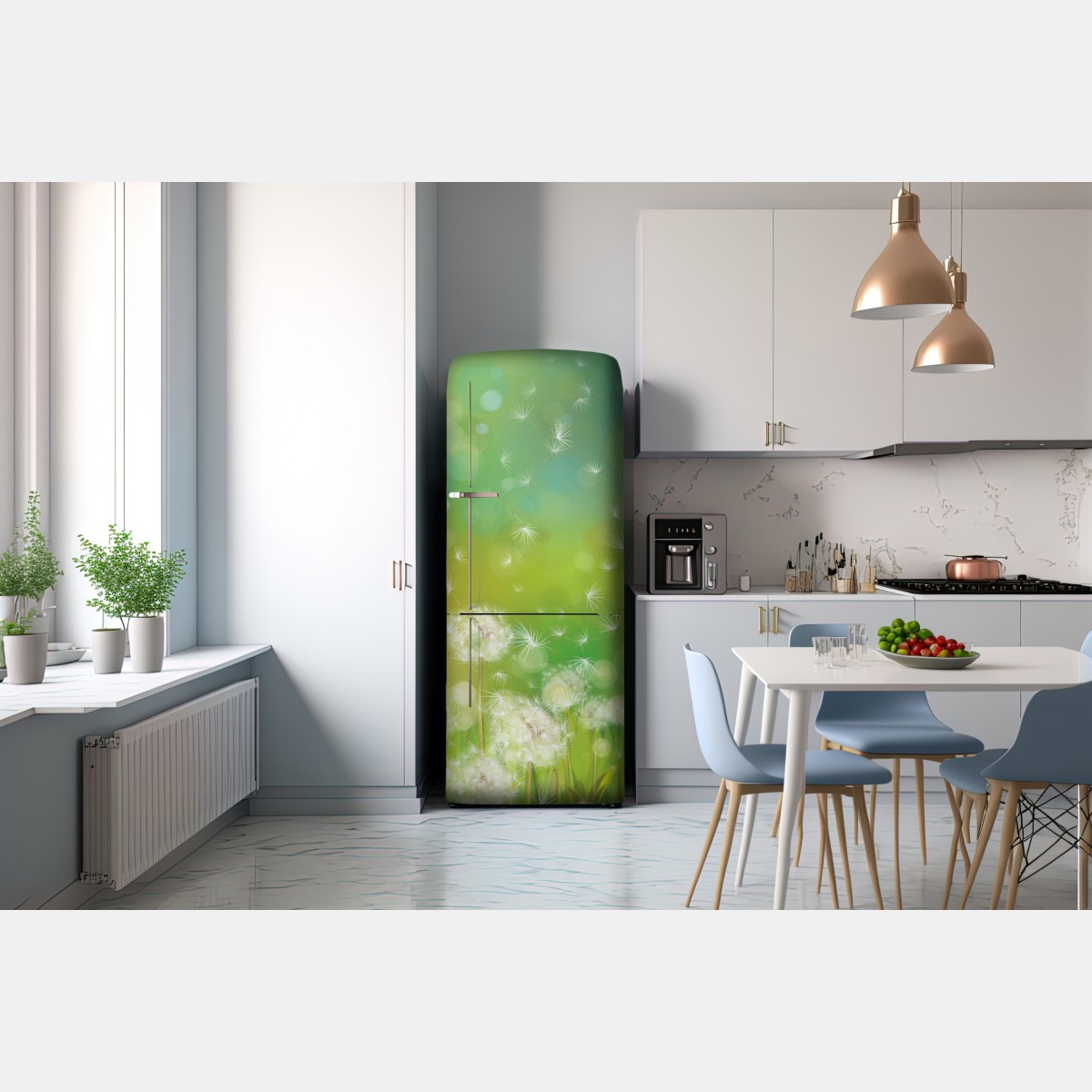 Naklejka na lodówkę wiosenna łąka dmuchawców – Wallissimo® Naklejka na lodówkę wiosenna łąka dmuchawców – Wallissimo®