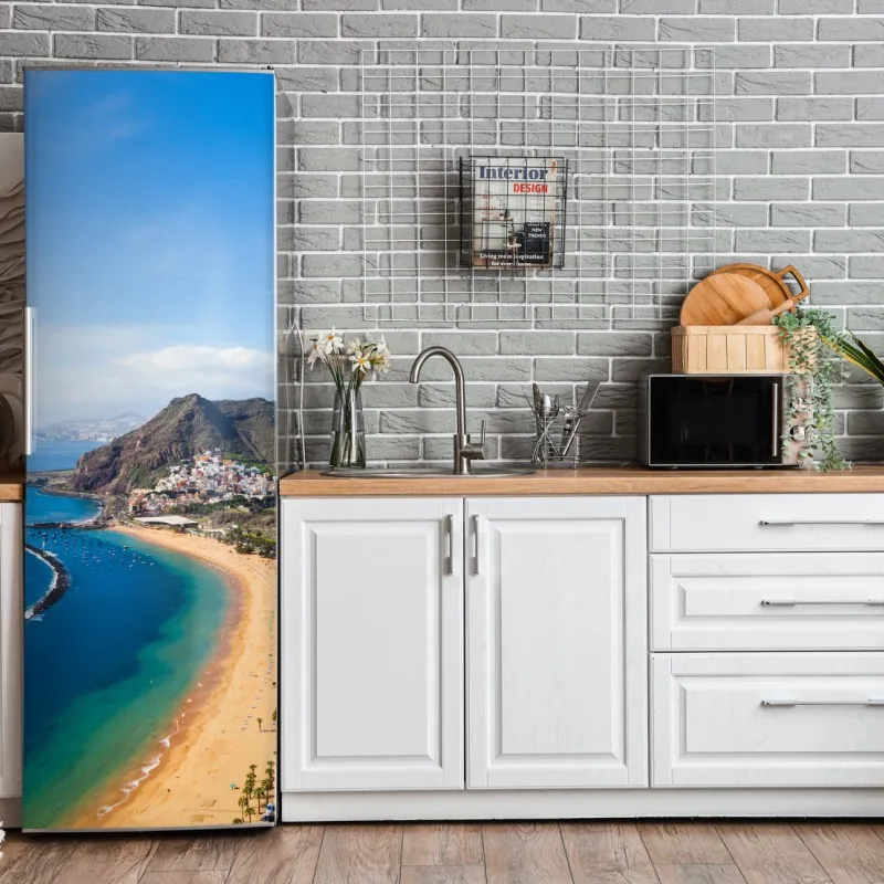 Naklejka na lodówkę różowe akwarelowe kwiaty na czarnym tle – Wallissimo®