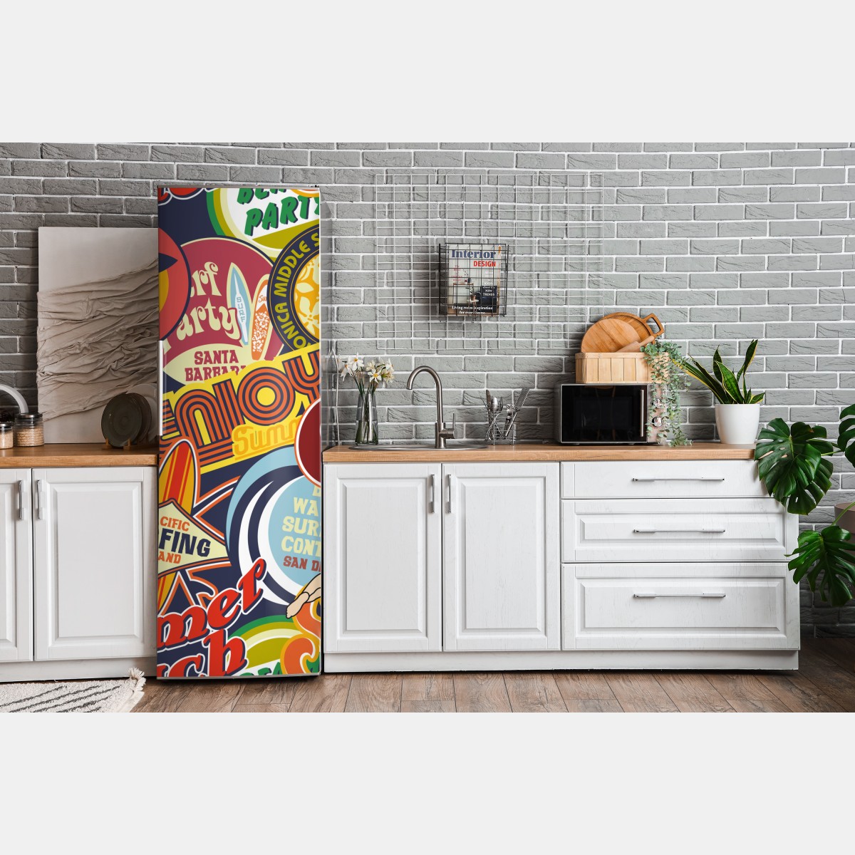 Naklejka na lodówkę retro kolaż naklejek surf – Wallissimo® Naklejka na lodówkę retro kolaż naklejek surf – Wallissimo®