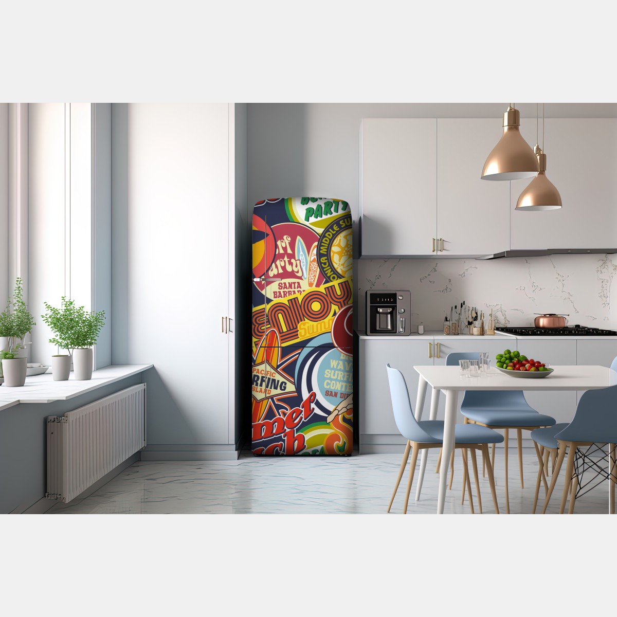 Naklejka na lodówkę retro kolaż naklejek surf – Wallissimo® Naklejka na lodówkę retro kolaż naklejek surf – Wallissimo®