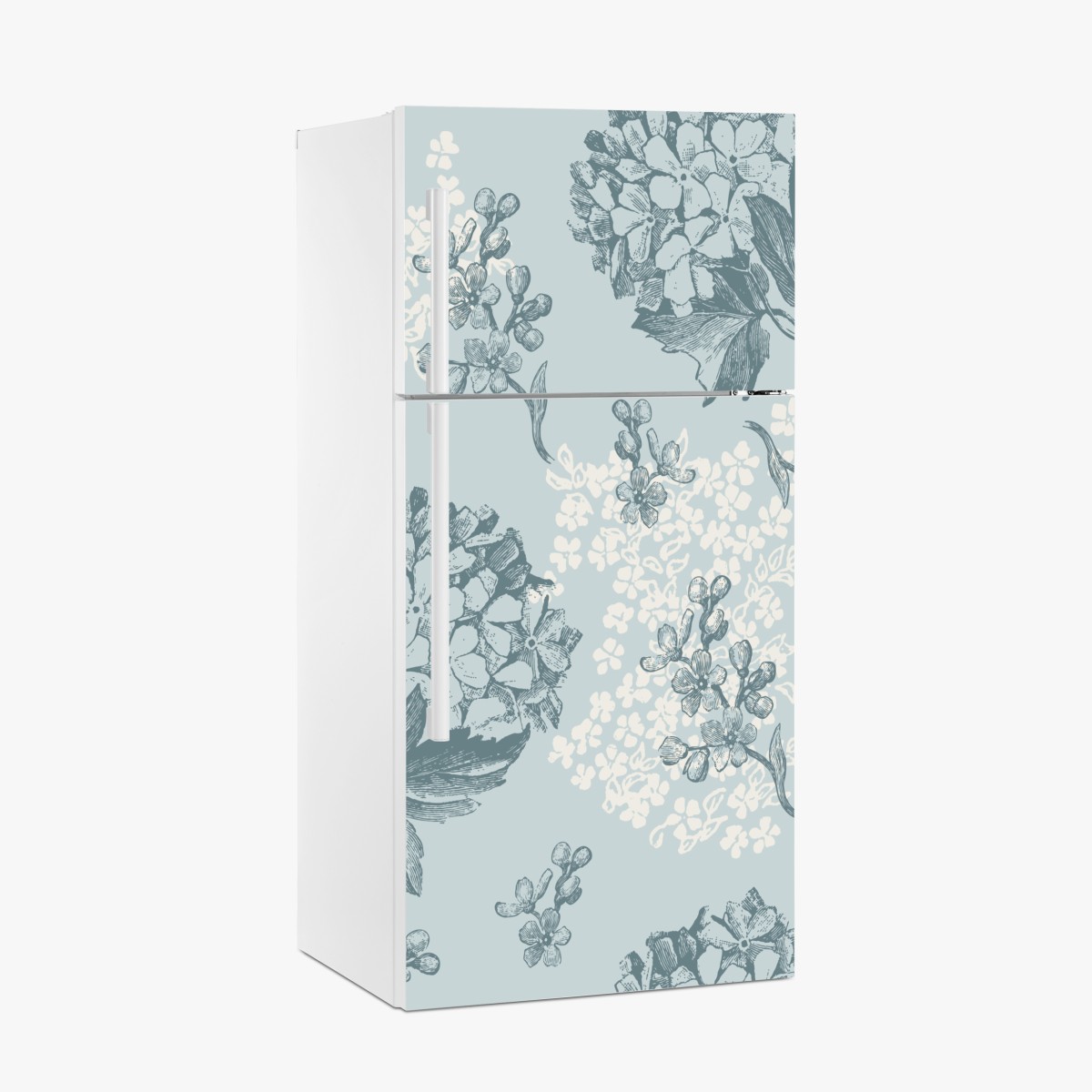 Fridge sticker soft pastel hydrangea botanical pattern