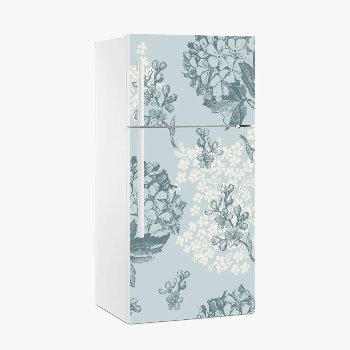 Naklejka na lodówkę delikatny pastelowy wzór hortensji – Wallissimo® Naklejka na lodówkę delikatny pastelowy wzór hortensji – Wallissimo®