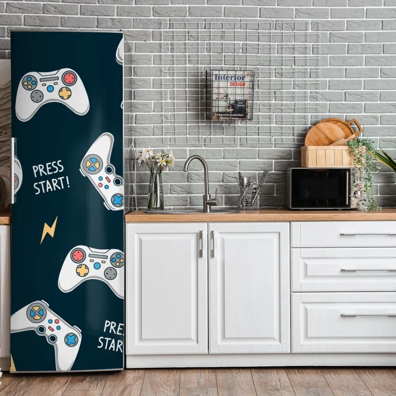 Naklejka na lodówkę turkusowo-złota abstrakcja płynna – Wallissimo®