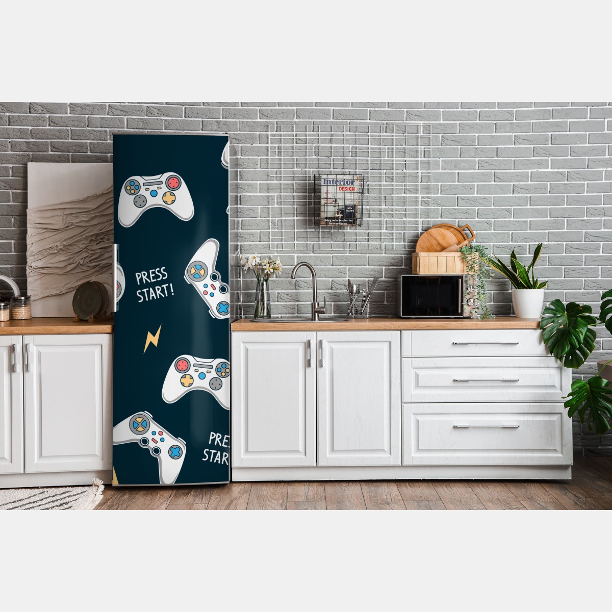 Naklejka na lodówkę retro wzór kontrolerów do gier – Wallissimo® Naklejka na lodówkę retro wzór kontrolerów do gier – Wallissimo®