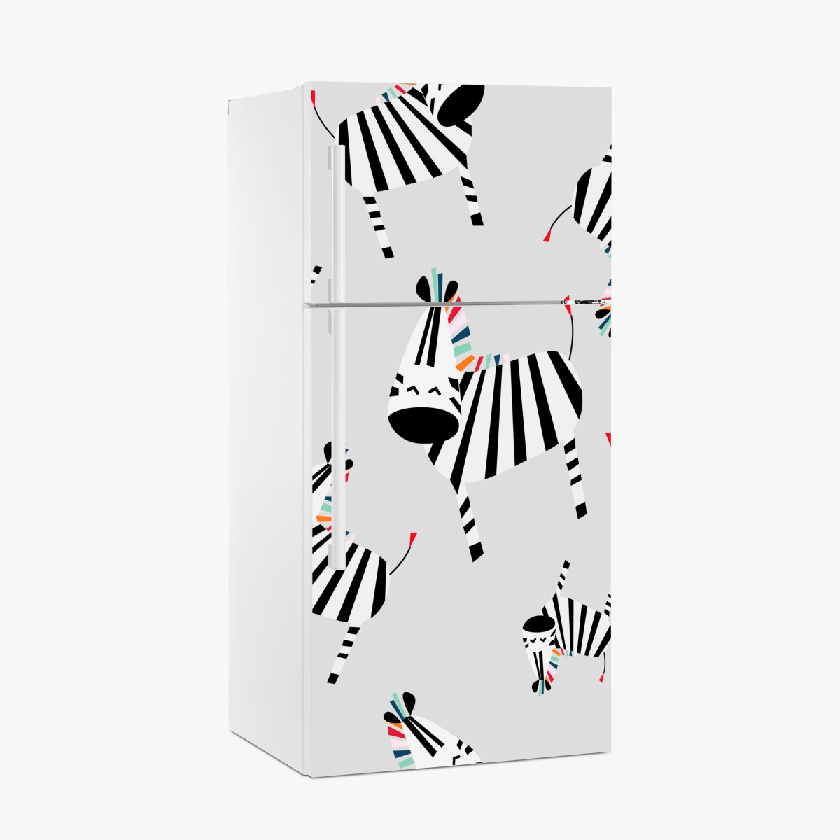 Fridge sticker playful zebra stripe pattern